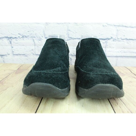 LL Bean Black Suede Comfort Moccasin Slip On Loafer Shoes Size 8.5 Wide - Picture 4 of 9